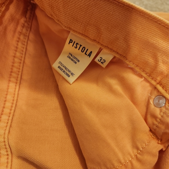 Pistola Orange Cut Off High Rise Jean Shorts 35" Waist Womens Size 32 #R419 - Picture 4 of 5